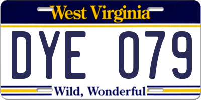 WV license plate DYE079