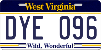 WV license plate DYE096
