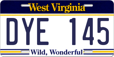 WV license plate DYE145