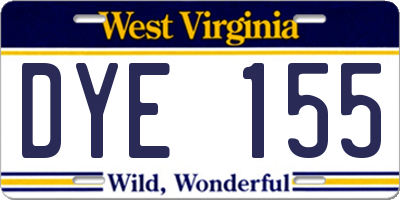 WV license plate DYE155