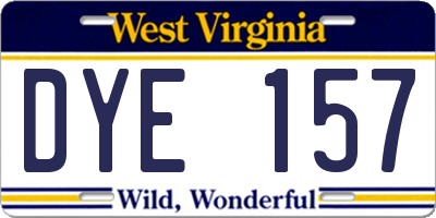 WV license plate DYE157
