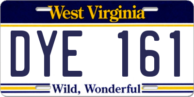 WV license plate DYE161