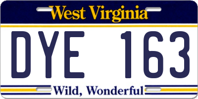 WV license plate DYE163