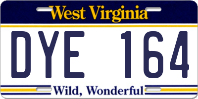 WV license plate DYE164