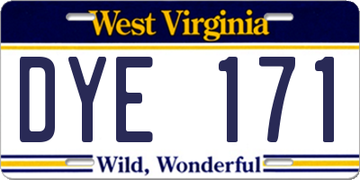 WV license plate DYE171