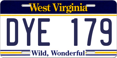 WV license plate DYE179