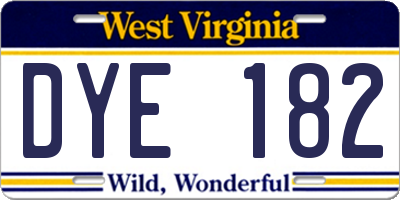 WV license plate DYE182