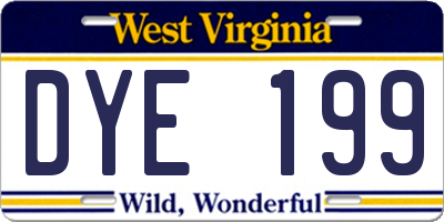 WV license plate DYE199