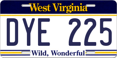 WV license plate DYE225