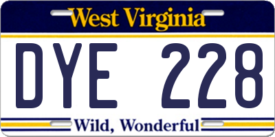 WV license plate DYE228