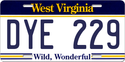 WV license plate DYE229