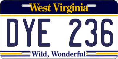 WV license plate DYE236