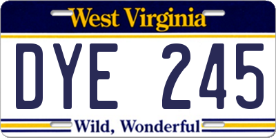 WV license plate DYE245