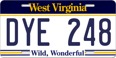WV license plate DYE248