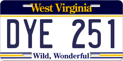 WV license plate DYE251