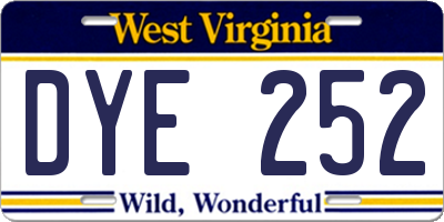 WV license plate DYE252