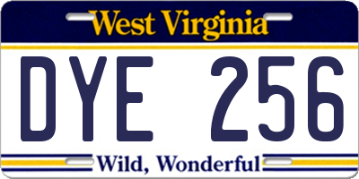 WV license plate DYE256