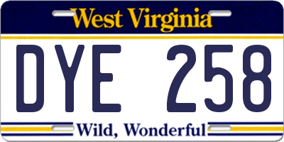 WV license plate DYE258