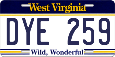 WV license plate DYE259