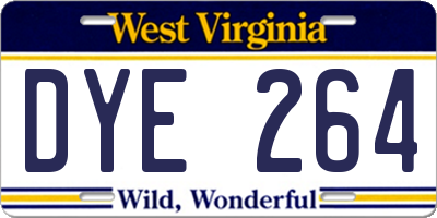 WV license plate DYE264