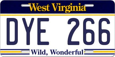 WV license plate DYE266
