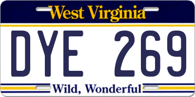 WV license plate DYE269