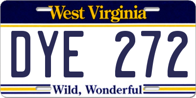 WV license plate DYE272
