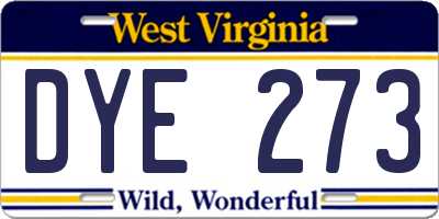 WV license plate DYE273