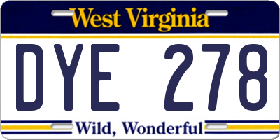 WV license plate DYE278