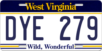 WV license plate DYE279