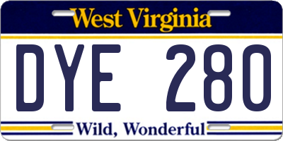 WV license plate DYE280