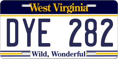 WV license plate DYE282