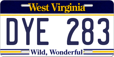WV license plate DYE283