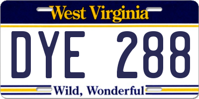 WV license plate DYE288
