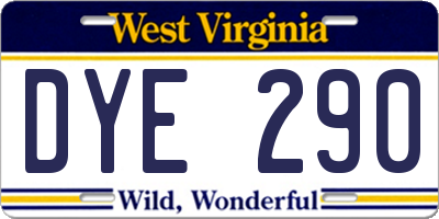 WV license plate DYE290