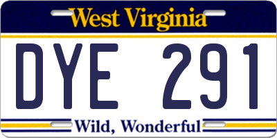 WV license plate DYE291