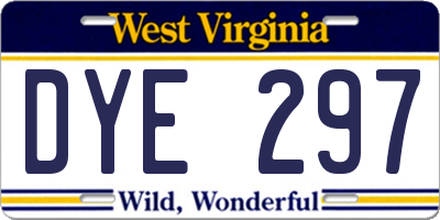WV license plate DYE297