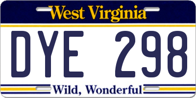 WV license plate DYE298