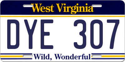 WV license plate DYE307