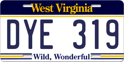 WV license plate DYE319
