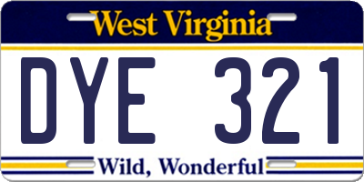 WV license plate DYE321