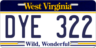 WV license plate DYE322