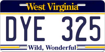 WV license plate DYE325
