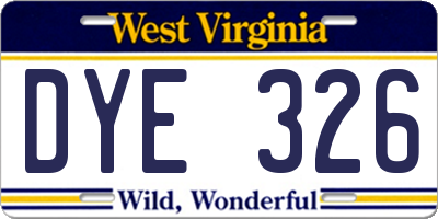 WV license plate DYE326