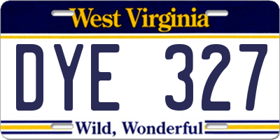 WV license plate DYE327