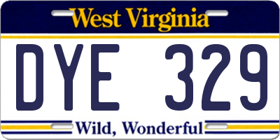 WV license plate DYE329