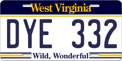 WV license plate DYE332