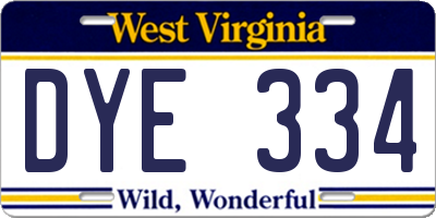 WV license plate DYE334