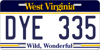 WV license plate DYE335