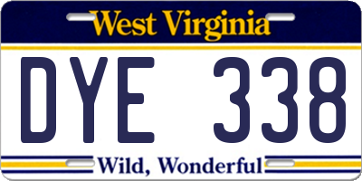 WV license plate DYE338